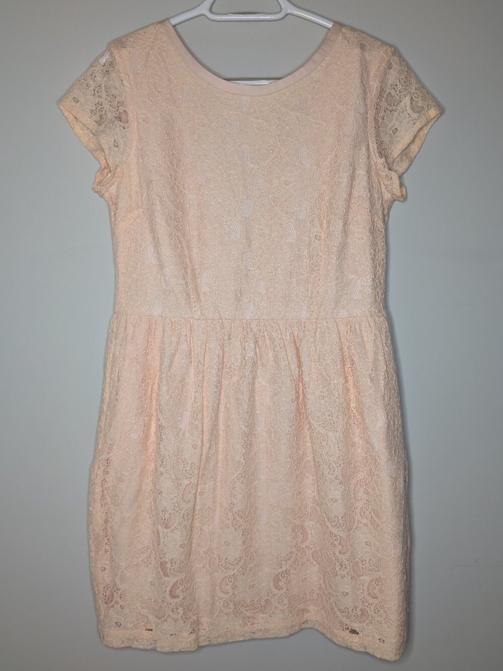 Never Worn H&M Conscious Collection Peachy Pink Lace Low back Dress Size 14